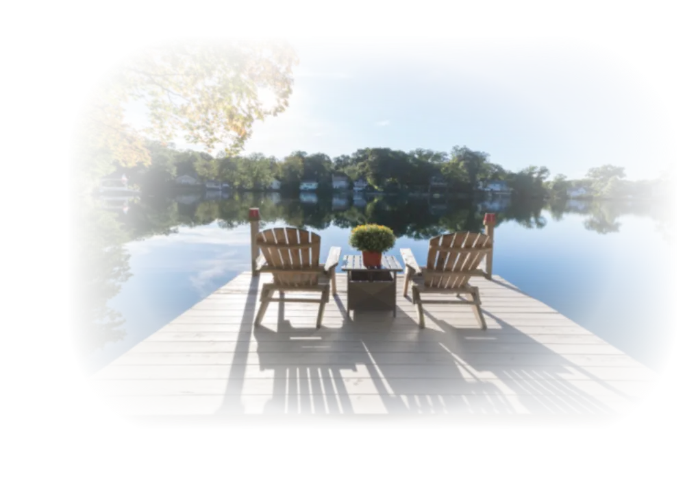 Chairs on dock lakeside
