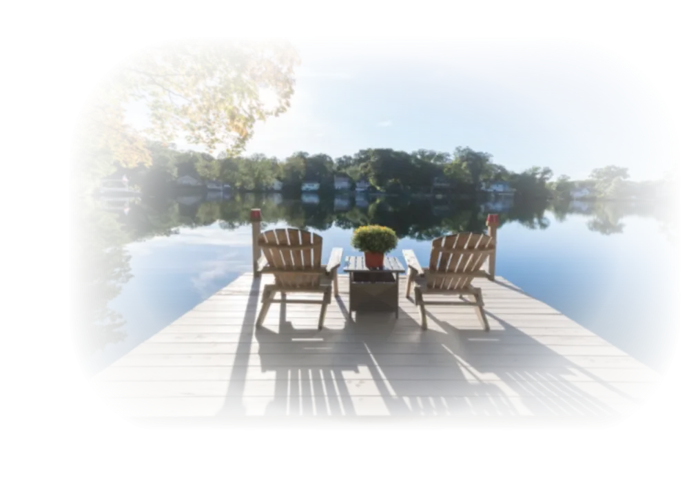 Chairs on dock lakeside